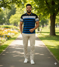 Men's Blue/White stripes Polo
