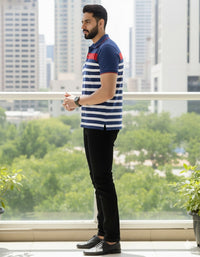 Men's Blue/White stripes Polo