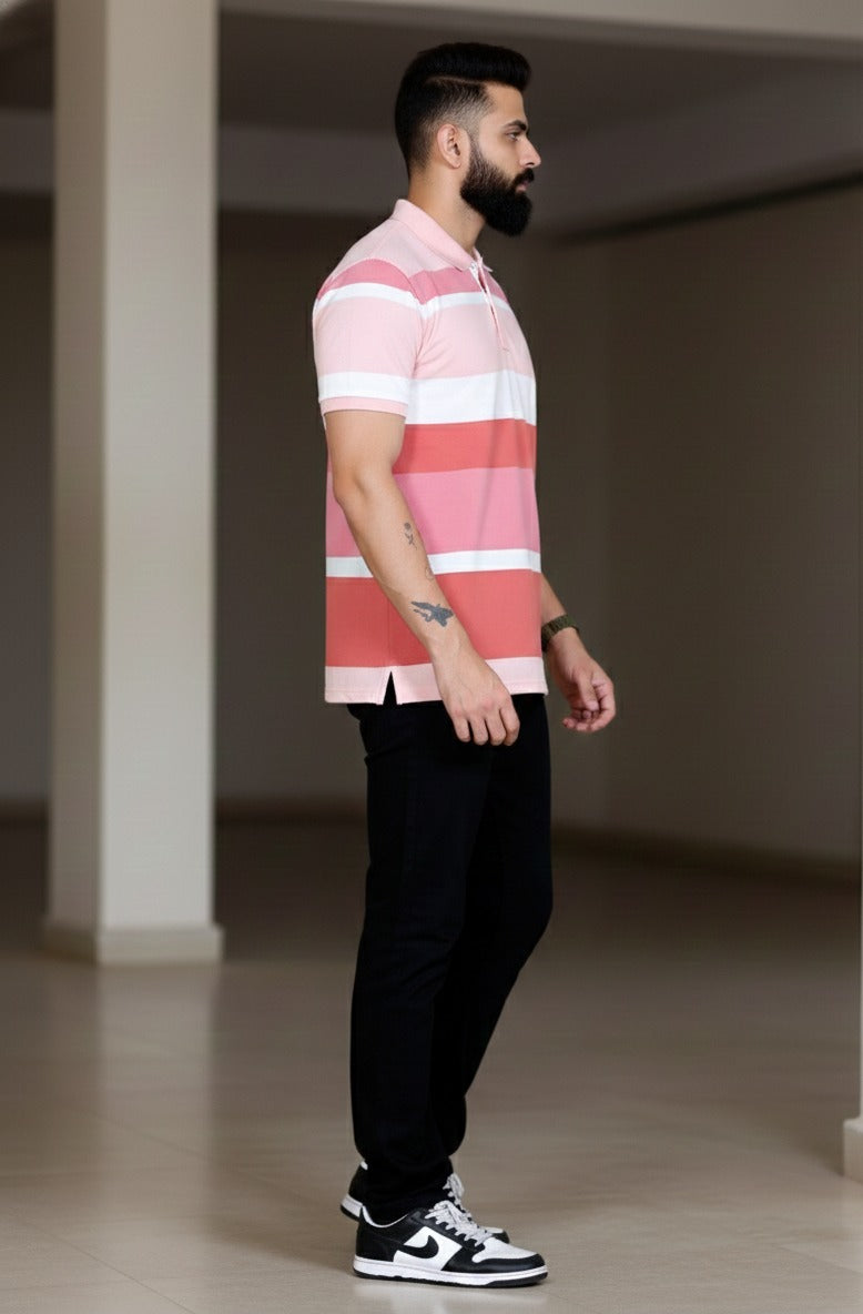 Men's Pink stripes Polo
