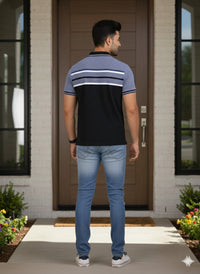 Men's Black/Blue stripes Polo