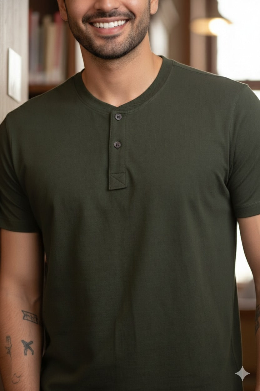 Men's Henley Olive