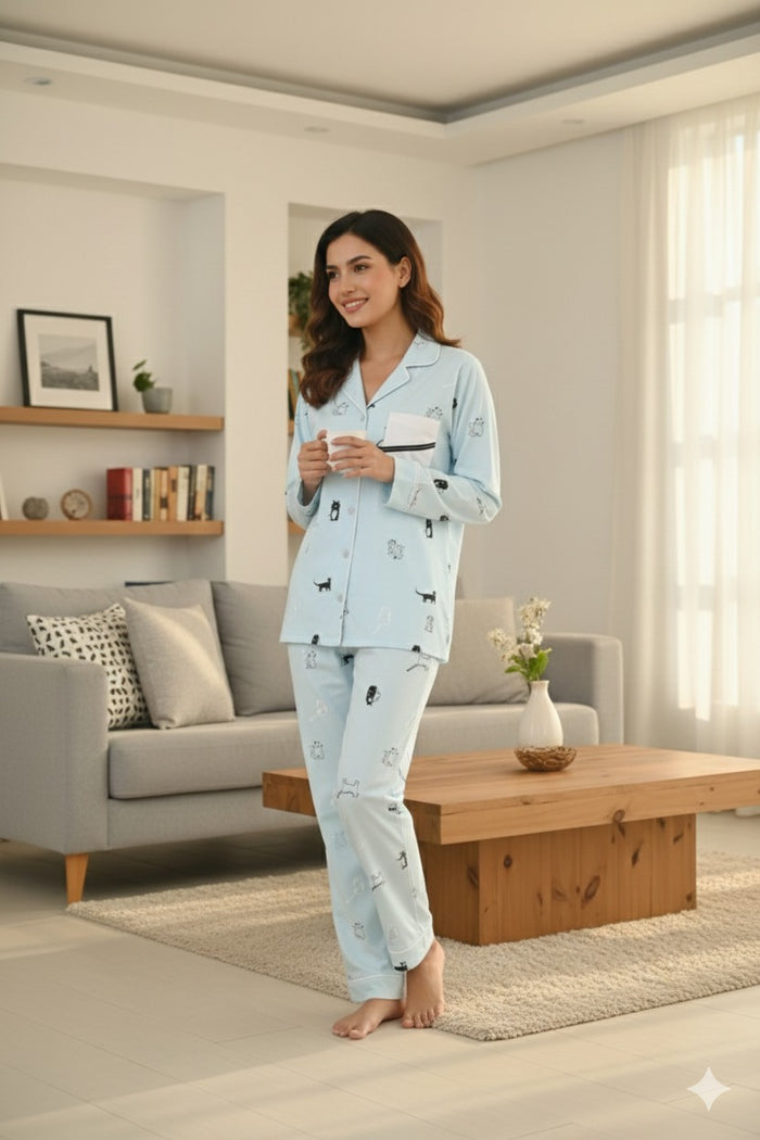 Purrfect Dreams Blue Nightwear