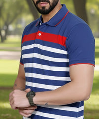 Men's Blue/White stripes Polo