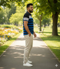 Men's Blue/White stripes Polo