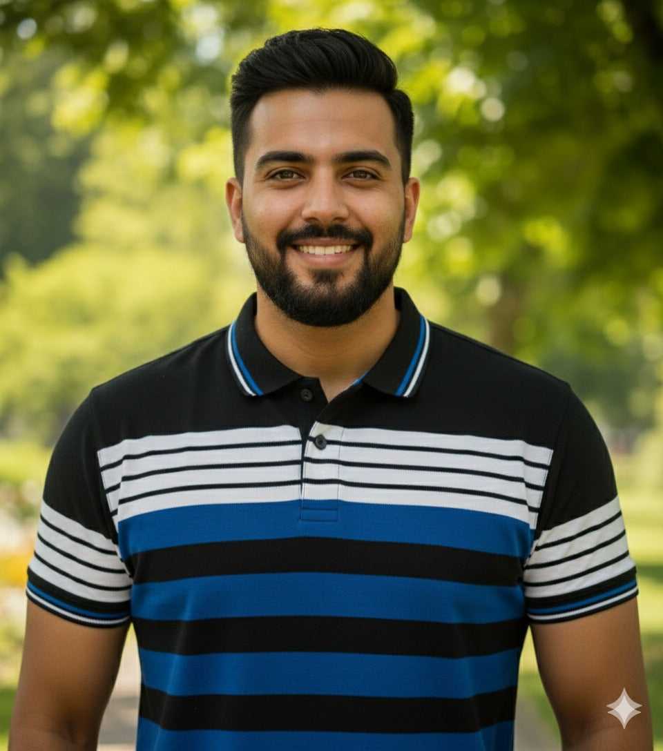 Men's Blue/White stripes Polo