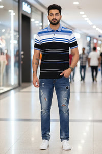 Men's Black/white stripes Polo