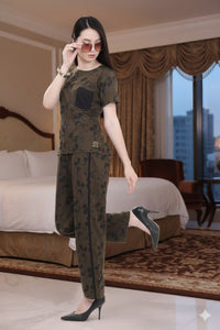 Olive With Black Mickey printed Nightwear  MX_CBS06