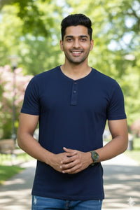 Men's Henley Navy Blue