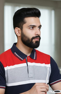 Men's Blue/Red stripes Polo