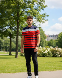 Men's Red/Navy stripes Polo