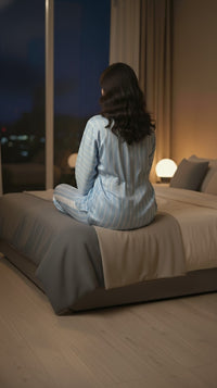 Powder Blue Cotton with satin detailing Nightwear