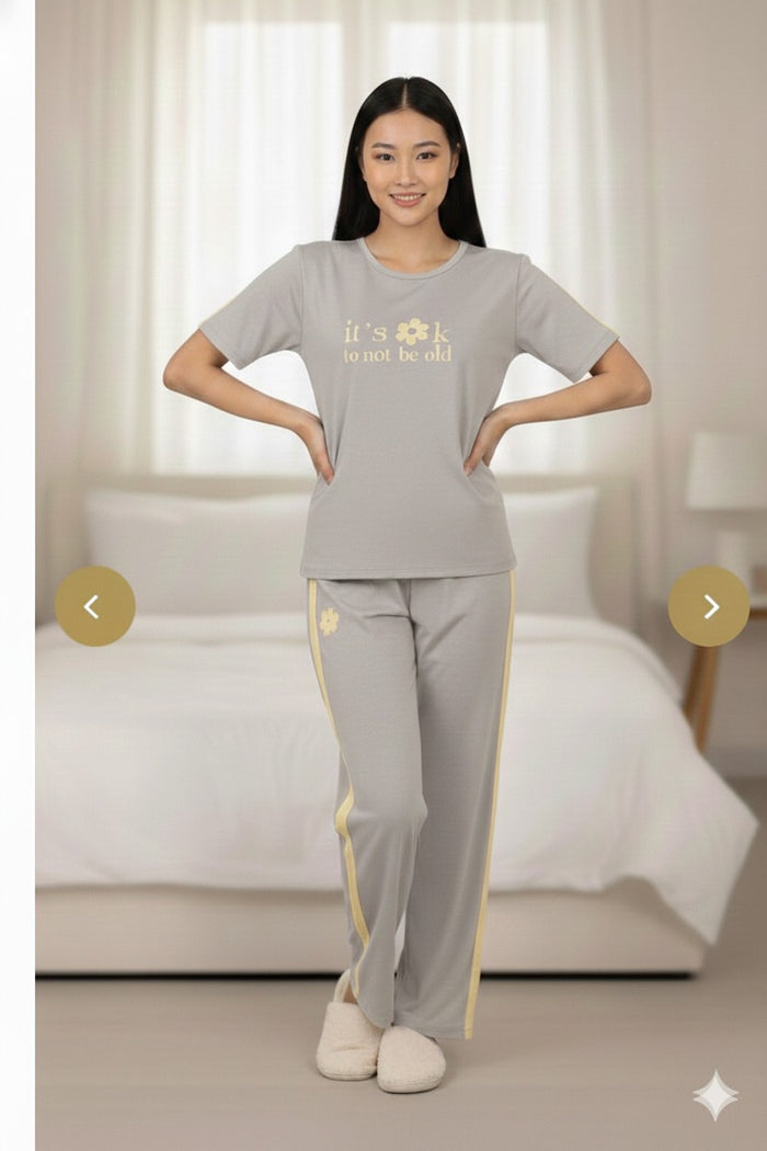 Grey with Yellow side Strip Nightwear MX_CSS04