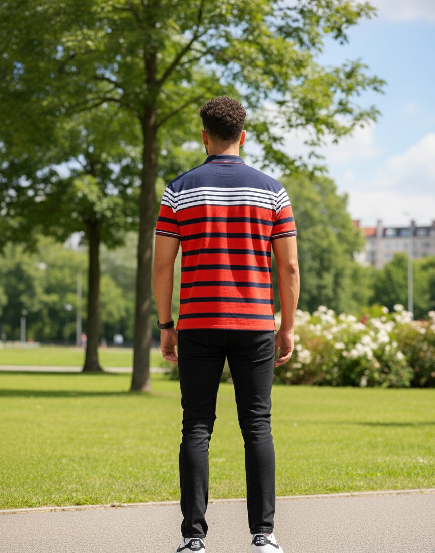 Men's Red/Navy stripes Polo