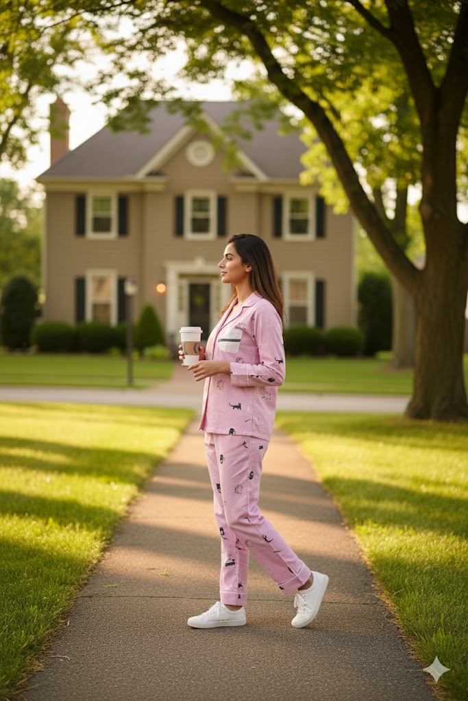 Purrfect Dreams Nightwear (Full Sleeve) | Women Premium Cotton Nightwear | Miazi