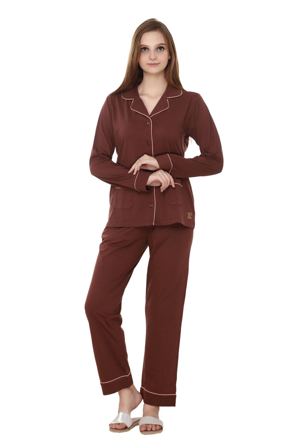 Premium Brown Collar Nightwear MX_FOS22