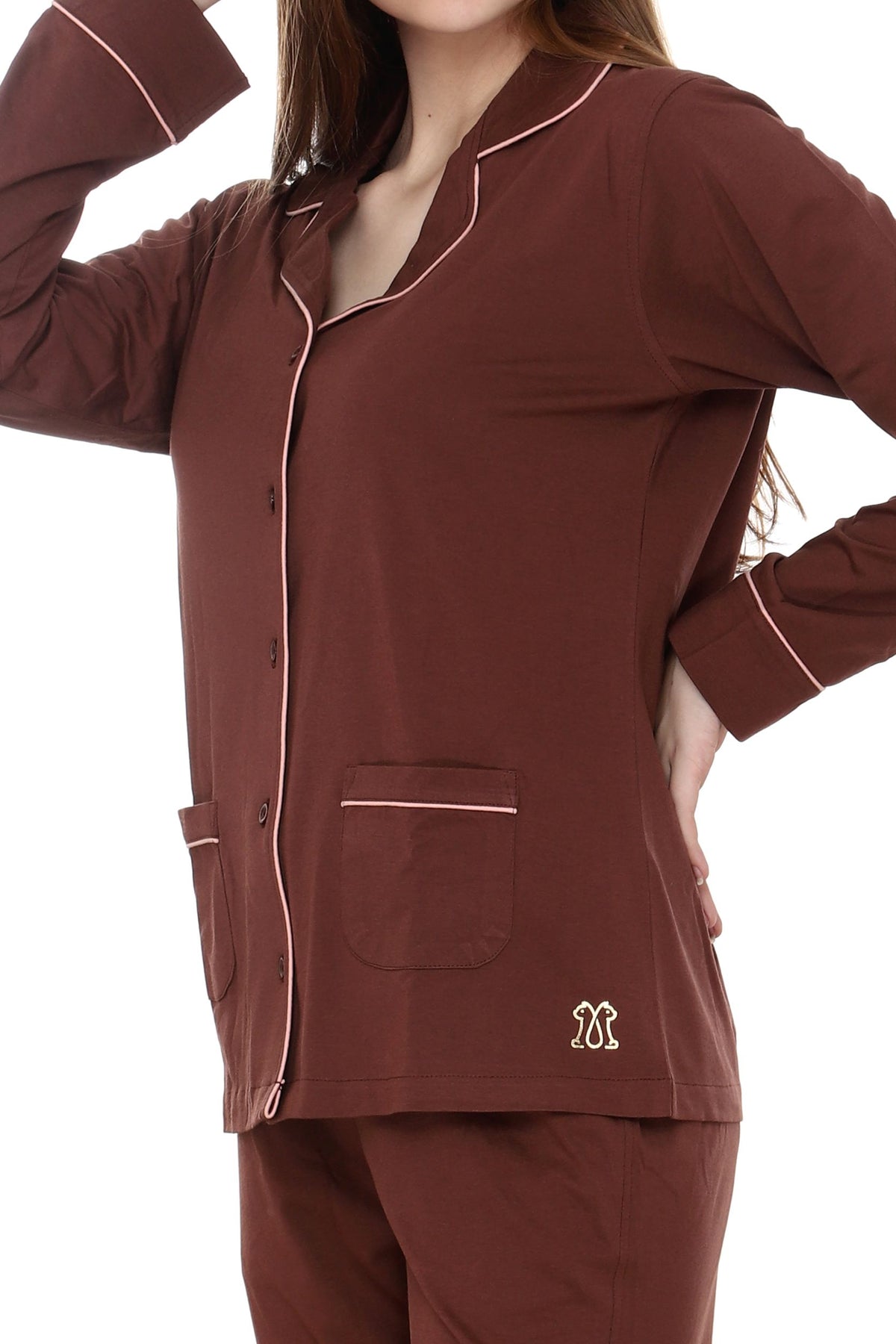 Premium Brown Collar Nightwear MX_FOS22