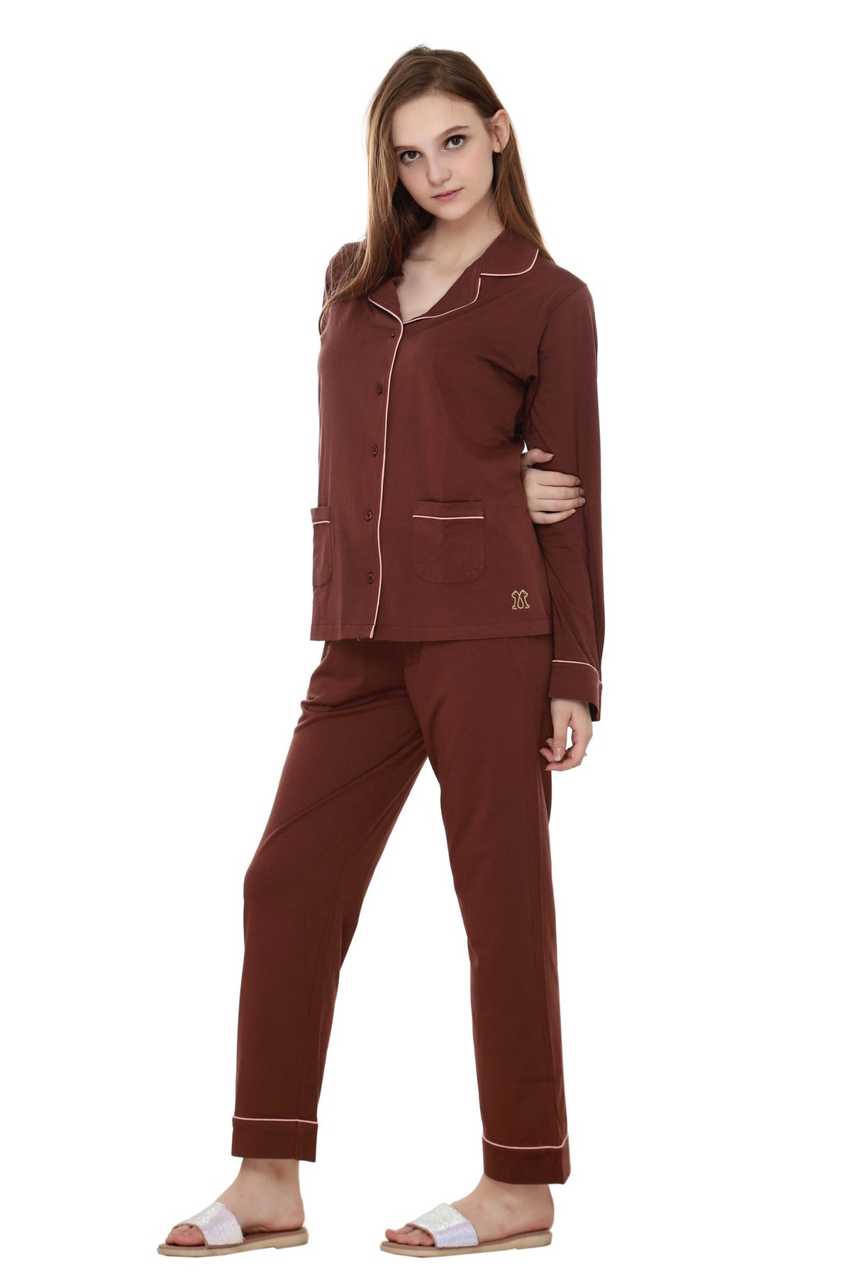 Premium Brown Collar Nightwear MX_FOS22