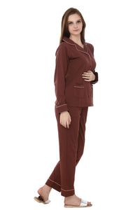 Premium Brown Collar Nightwear MX_FOS22