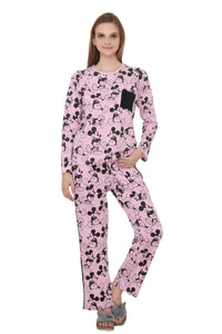 Lavender With Black Mickey printed Nightwear MX_CBS09 Full Sleeve