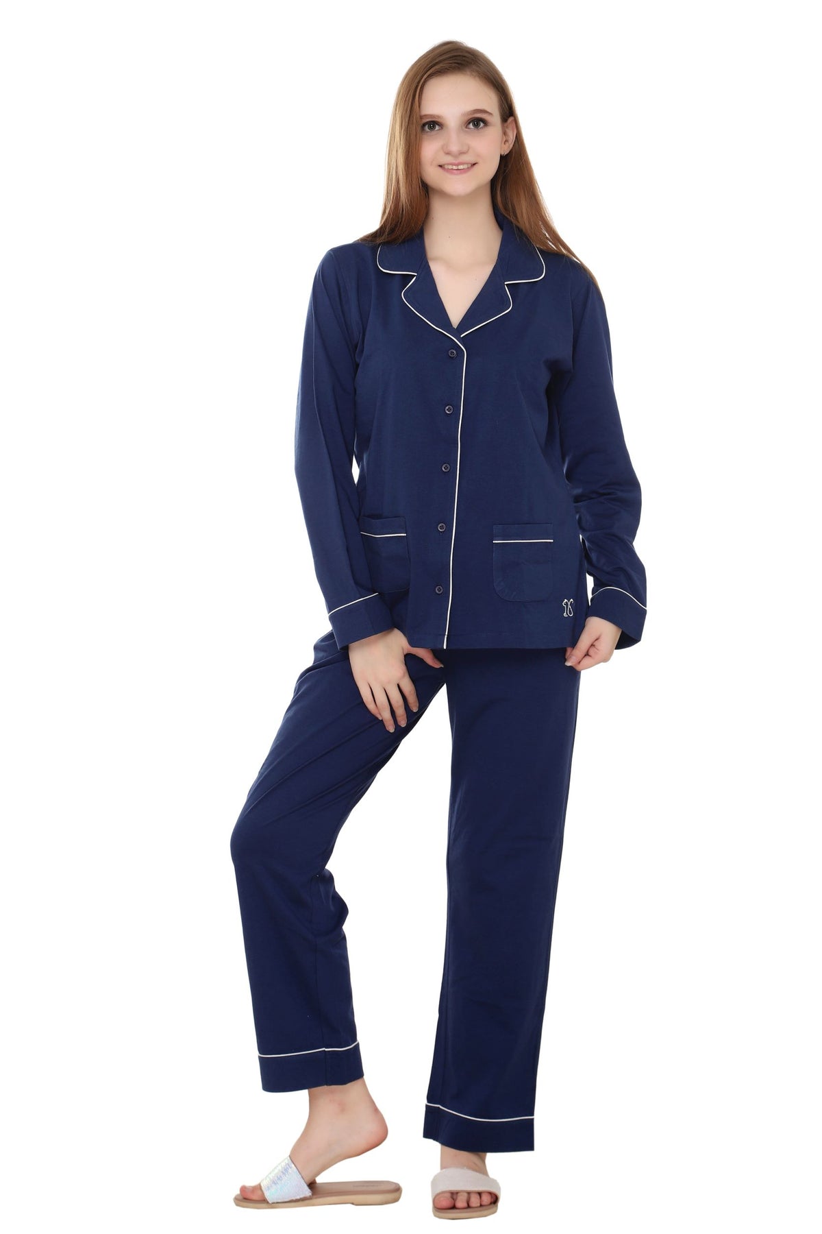 PREMIUM NAVY COLLAR NIGHTWEAR  MX_FOS22