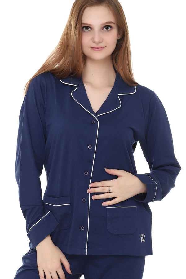 PREMIUM NAVY COLLAR NIGHTWEAR  MX_FOS22