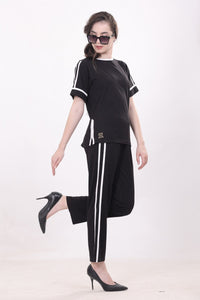 Black With Twin Striped Nightwear MX_CSS21