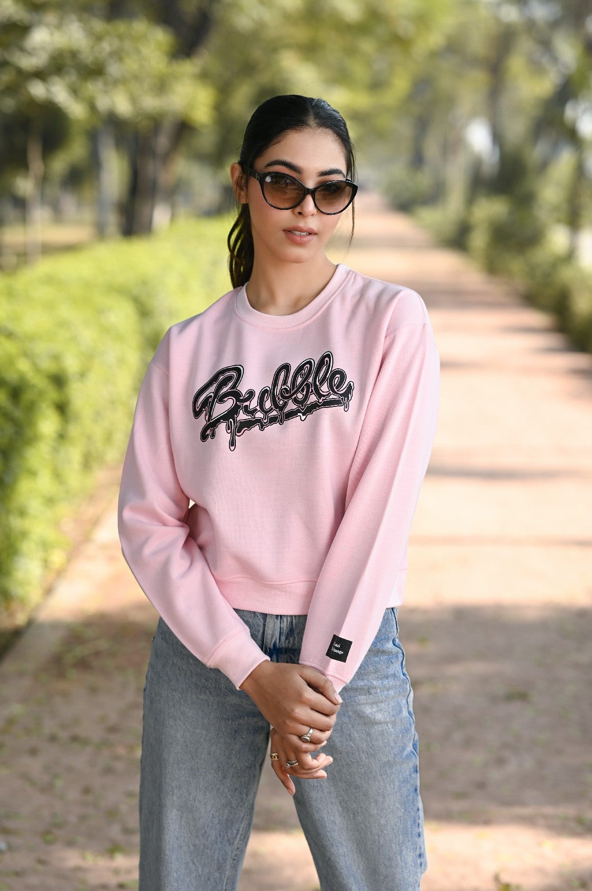 Women Sweatshirt with Bubblegum Text