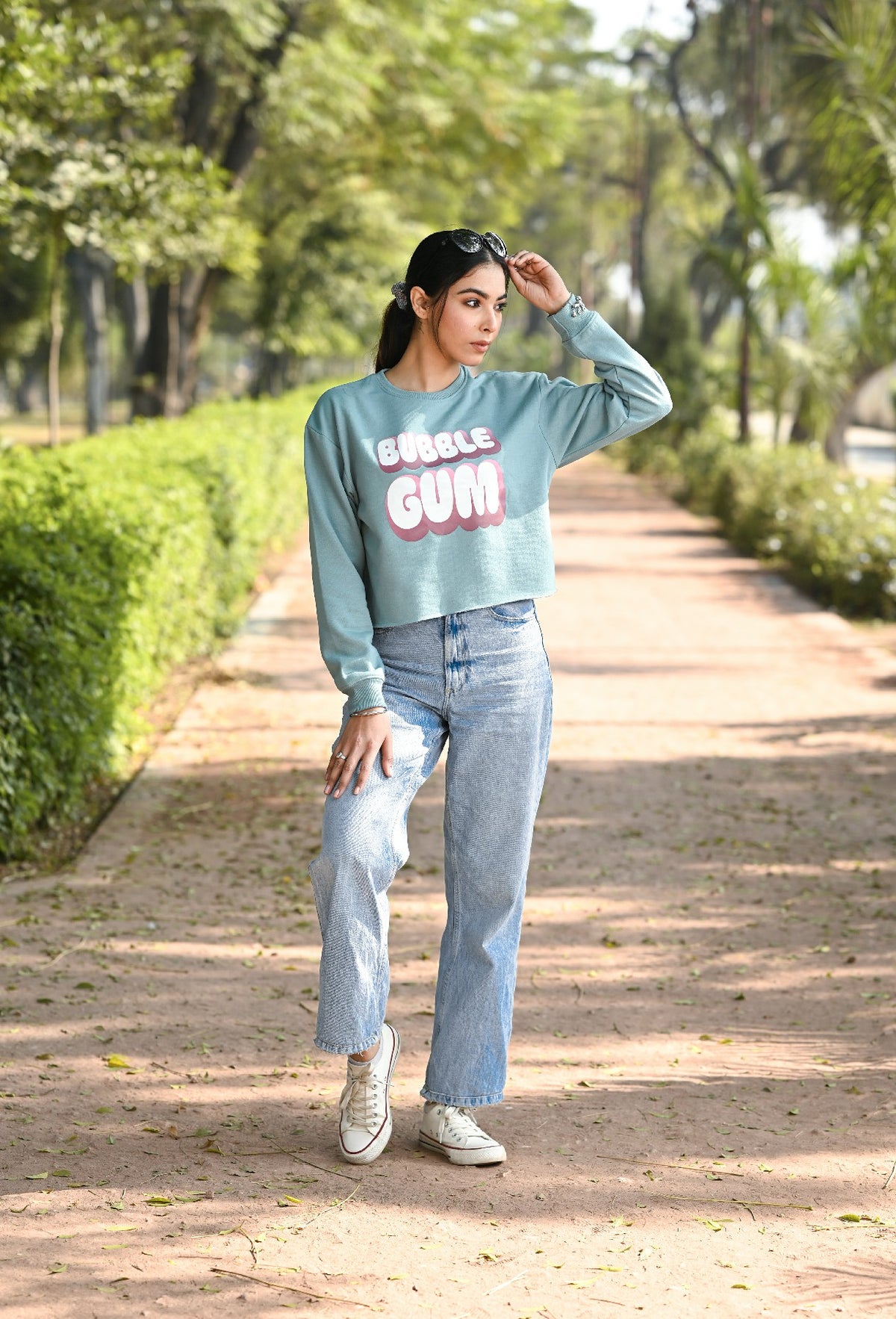 Women Sweatshirt with Bubblegum Text