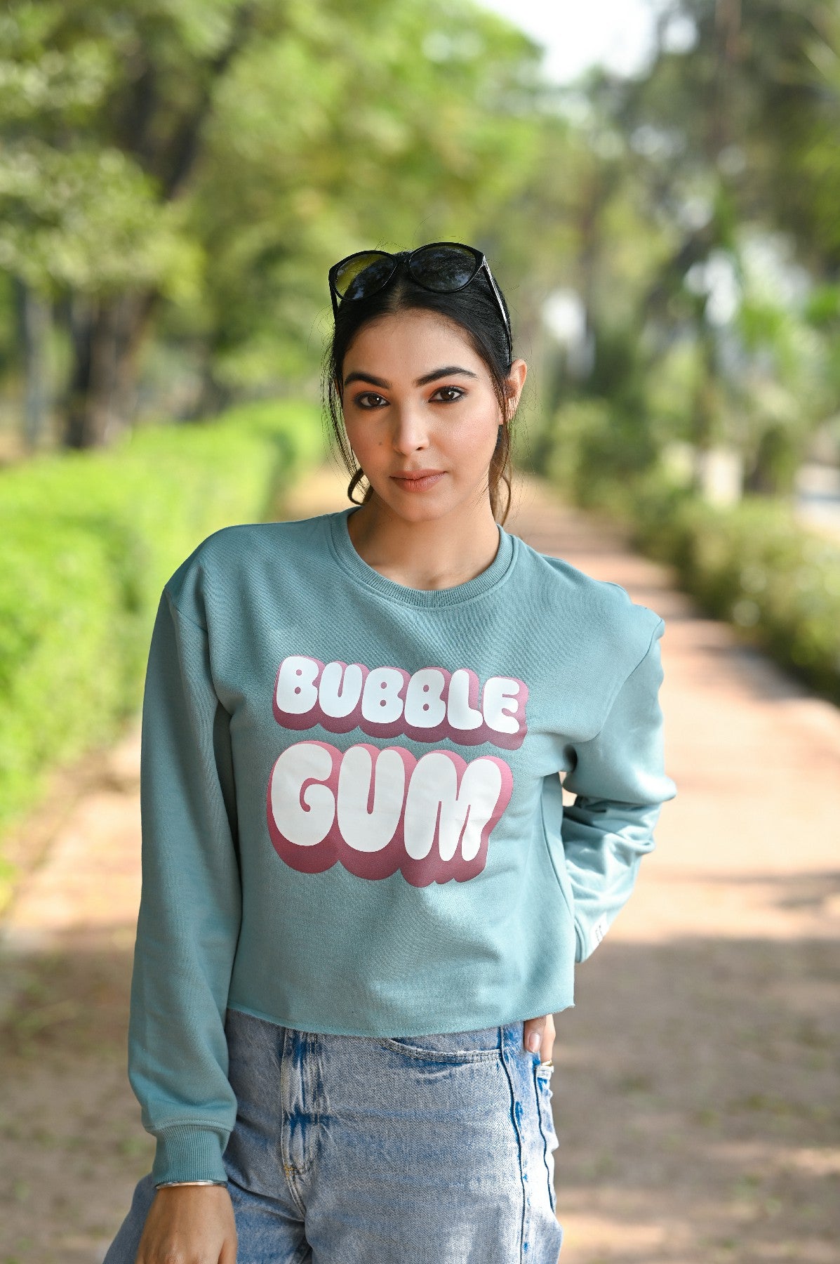 Women Sweatshirt with Bubblegum Text