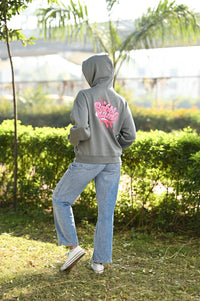 Women Oversize Sweatshirt Hoodie with Bubblegum Text