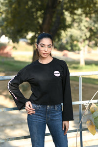 SWEATSHIRT WITH BELL SLEEVES BUBBLEGUM TEXT