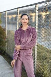 Women Tracksuit With Hood And Zipper Velour/ Fleece Inside W2 Onion