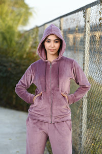 Women Tracksuit With Hood And Zipper Velour/ Fleece Inside W2 Onion