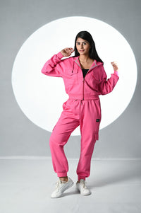 Women Tracksuit With Cargo Pants (Bubble gum)