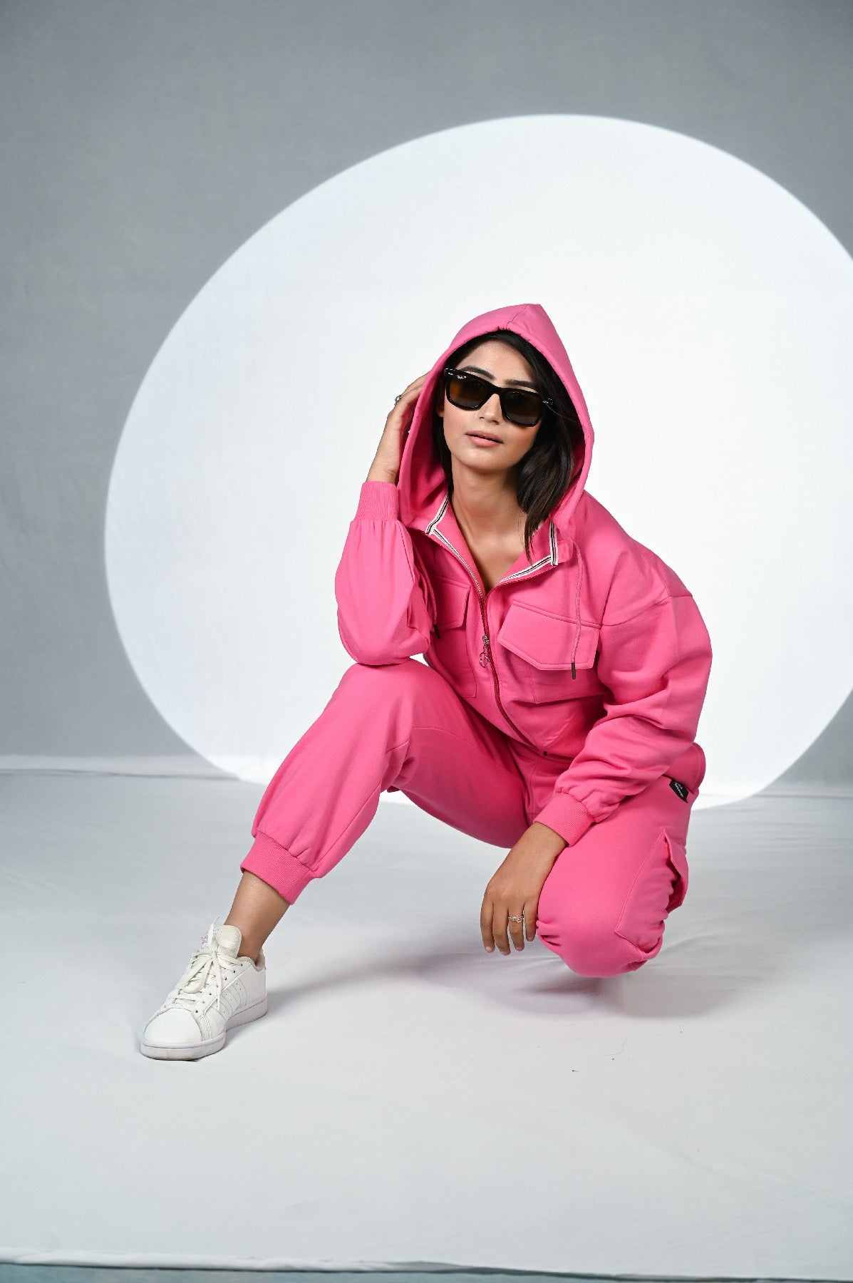 Women Tracksuit With Cargo Pants (Bubble gum)