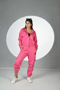 Women Tracksuit With Cargo Pants (Bubble gum)