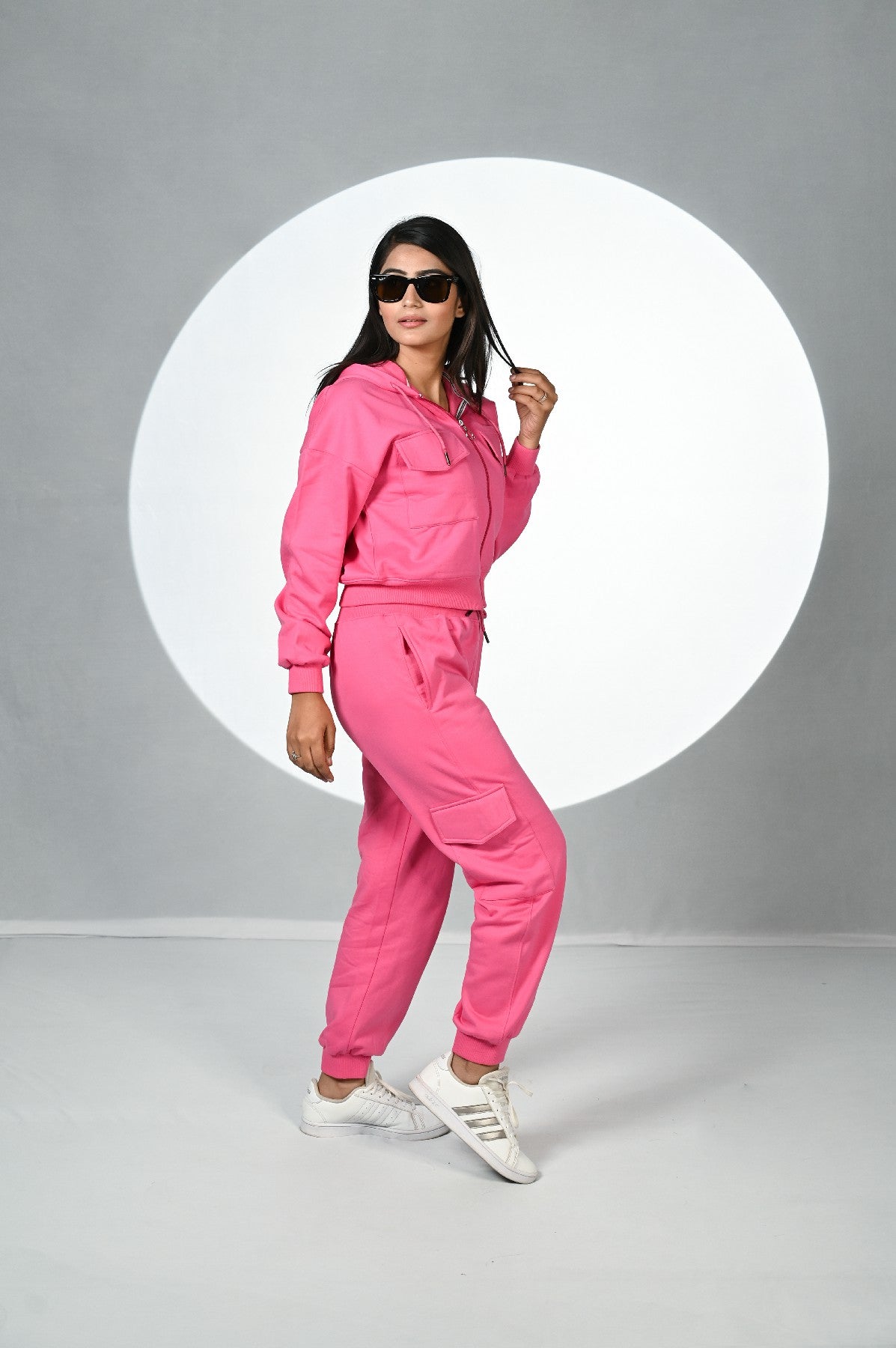 Women Tracksuit With Cargo Pants (Bubble gum)