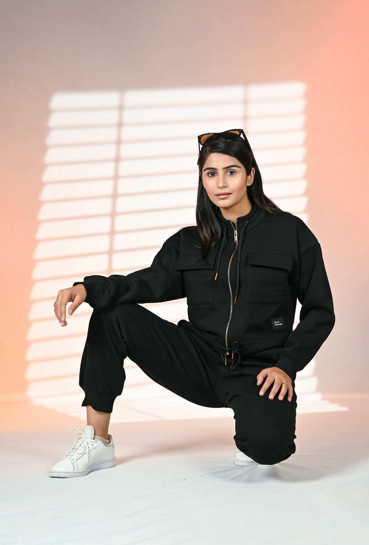 Women Black Track suit, 100% Cotton Fleece W17