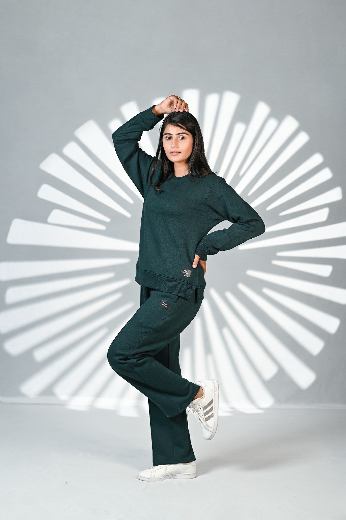 Women Green Tracksuit 100% Cotton Fleece-W10