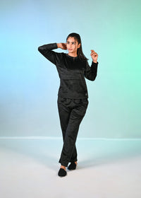 Premium Velvet Nightwear - BLACK